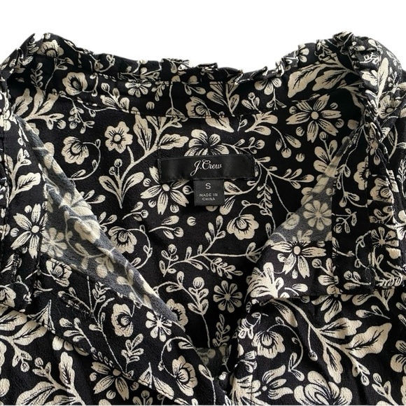 J.Crew Black White Floral Long Sleeve Blouse Women’s Small - Picture 3 of 6